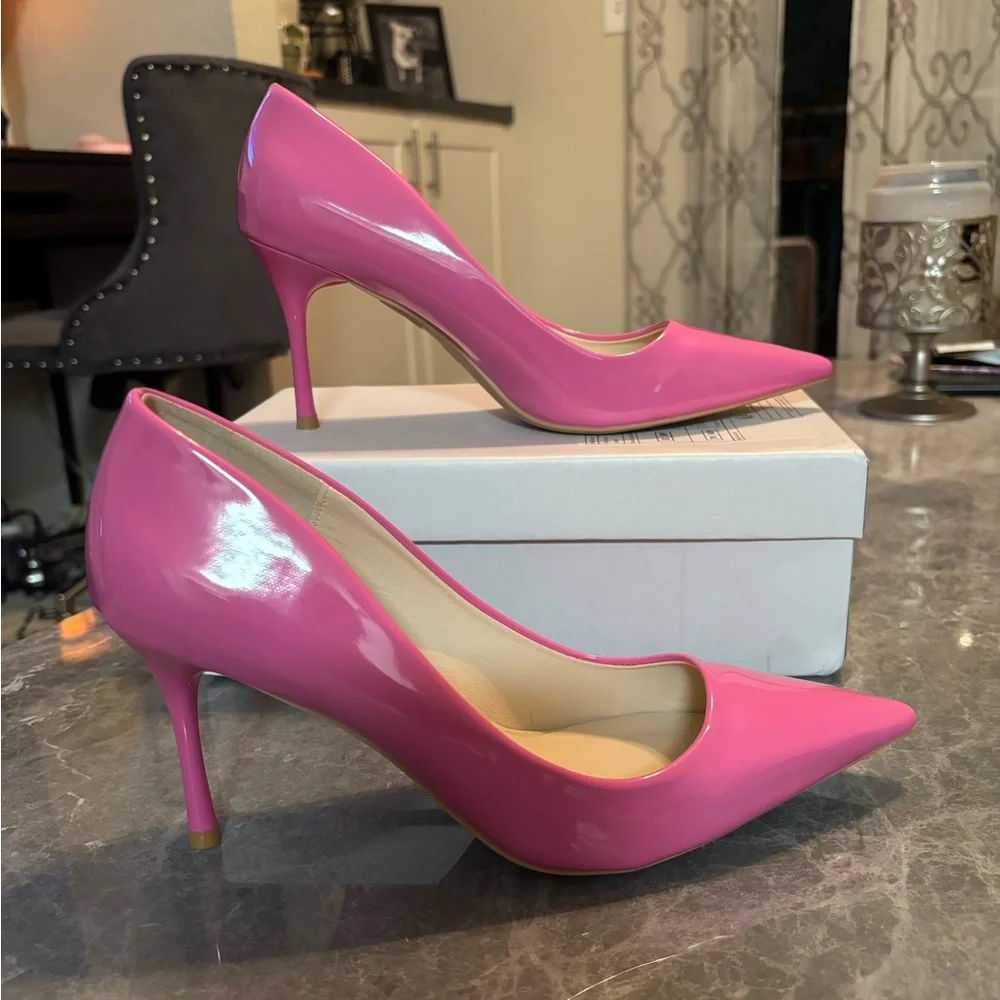 Pink Patent Pointed-Toe Stiletto Pumps - Picture 1 of 3